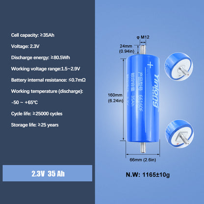 EU in Stock LTO Yinlong 2.3V 35Ah lithium titanate Battery Cycle life 25000+For Low temperature work,DIY Battery Pack