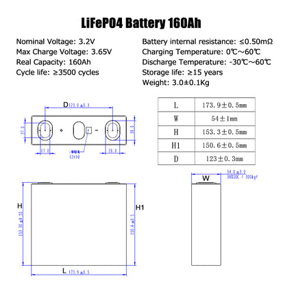 EVE 3.2V 160Ah LFPO4 battery Grade A 3.2V Lifepo4 Battery Cells for E-scooter starting power