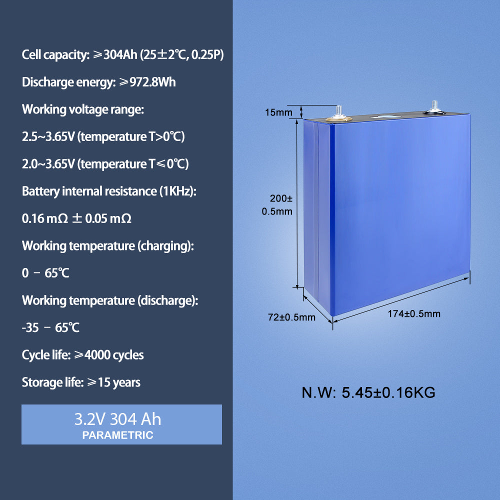 USA STOCK EVE LiFepo4 Battery 3.2V 304Ah Grade A Rechargeable Battery for DIY 12V 24V 48V 72V Pack,Solar Storage