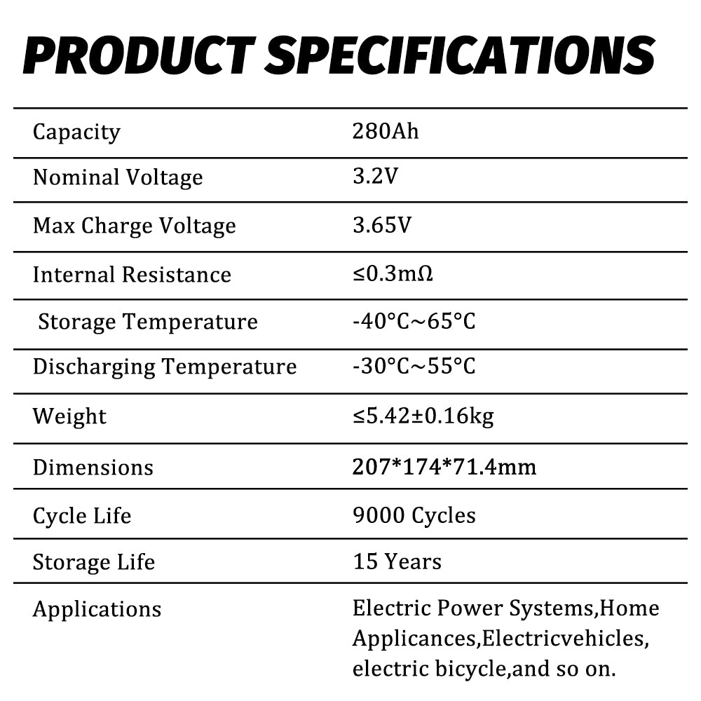 Free shipping! EU Stock CALB 280Ah Lifepo4 Battery Grade A Rechargeable Lithium For DIY 12V 24V 48V Boat Golf Cart