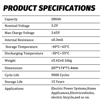 Free shipping! EU Stock CALB 280Ah Lifepo4 Battery Grade A Rechargeable Lithium For DIY 12V 24V 48V Boat Golf Cart