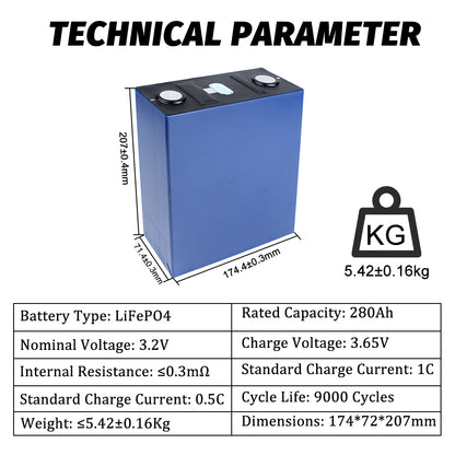 Free shipping! EU Stock CALB 280Ah Lifepo4 Battery Grade A Rechargeable Lithium For DIY 12V 24V 48V Boat Golf Cart