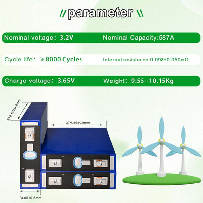 CATL 587Ah LiFePO4 Battery Cell Dimensions and Size for Energy Storage