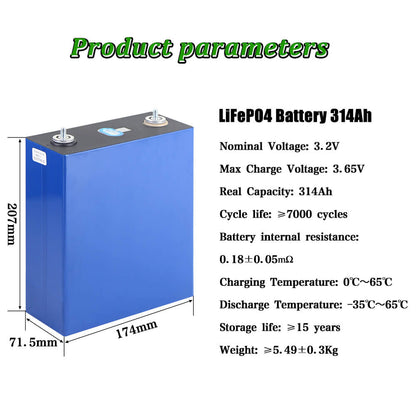 CATL 314Ah LiFePO4 Battery Dimensions and Specifications – 174×71.5×207mm