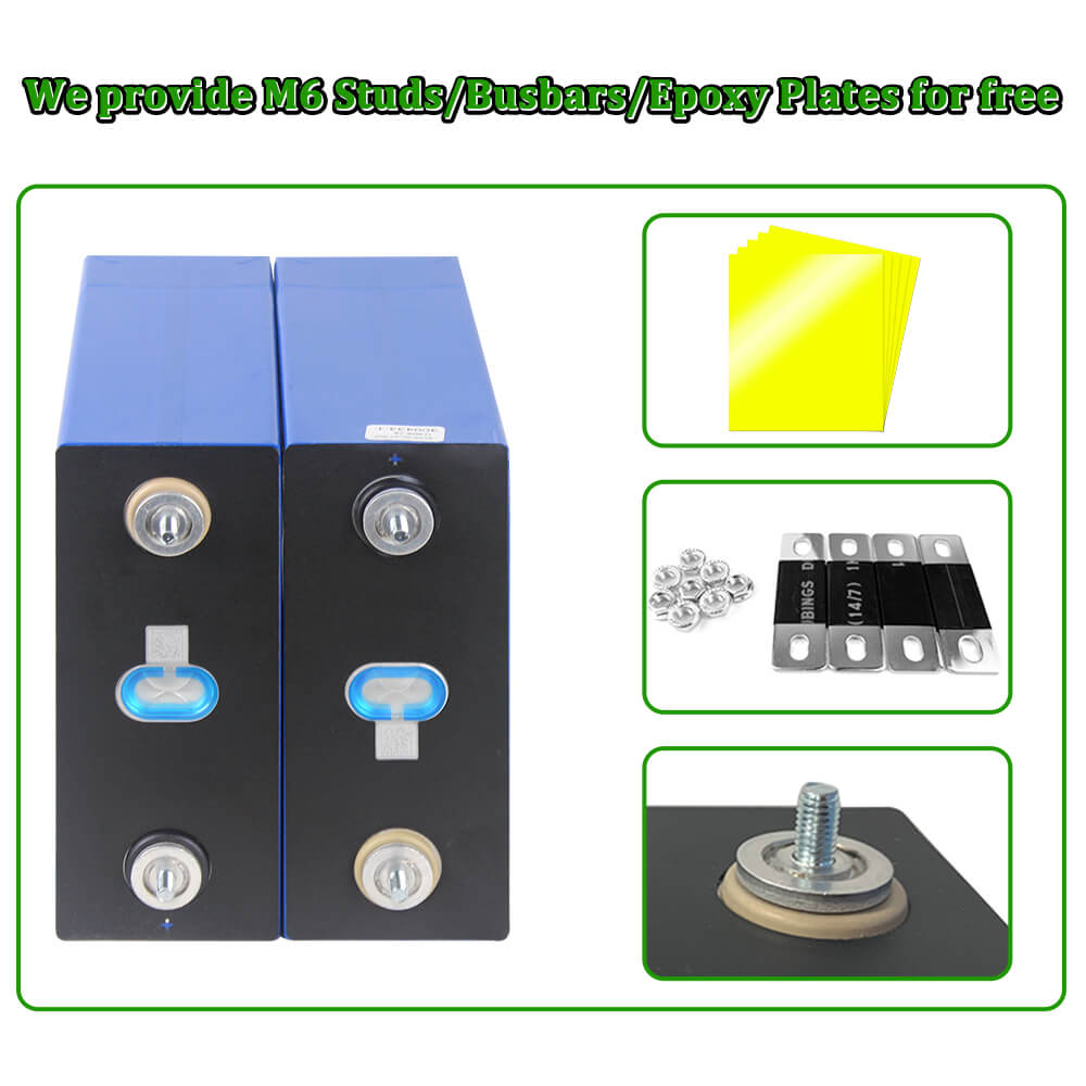 CATL 314Ah LiFePO4 Battery Laser-Welded M6 Stud Terminals Close-Up for Easy Busbar Connection