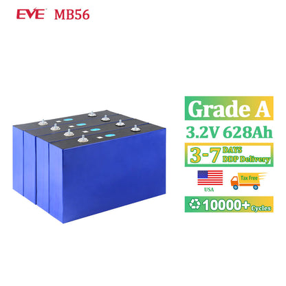 USA Stock EVE MB56 628Ah LiFePO4 battery cell Grade A prismatic cell for solar energy storage and ESS