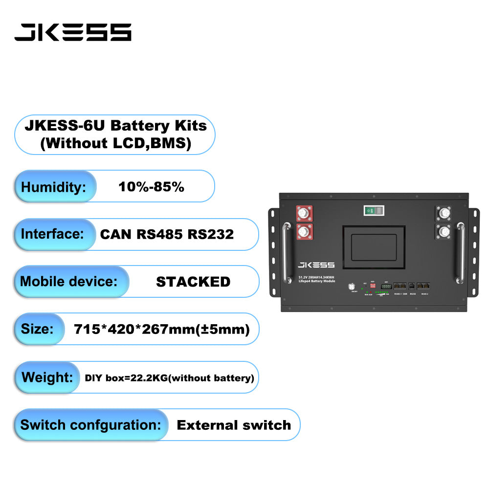 JKESS 51.2V 15kWh Lifepo4 Battery Box DIY 16S Kit with 200A JK V19 BMS for 280Ah/314Ah Cells EU Warehouse Tax Free