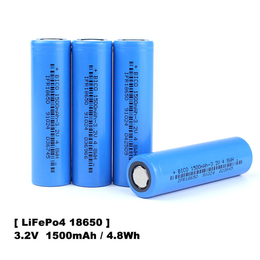 18650 3.2V 1500mah Lifepo4 Cylindrical Battery 3000+ cycle long life cells for diy battery pack