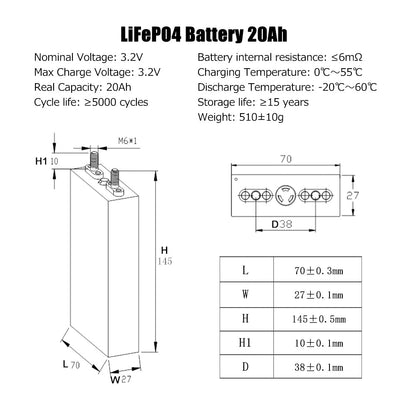 TUOBANG 3.2V 20Ah Lifepo4 Battery Original Brand New high cycle lfpo4 battery diy pack