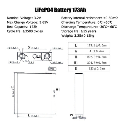 EVE 3.2V 173A Lifepo4 Battery Grade A power battery For Boat,Off-grid power system storage