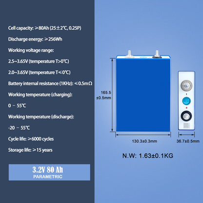 EVE 3.2V 80Ah LFPO4 battery Grade A For DIY 12V 24V 48V Power cell Supply Solar System storage